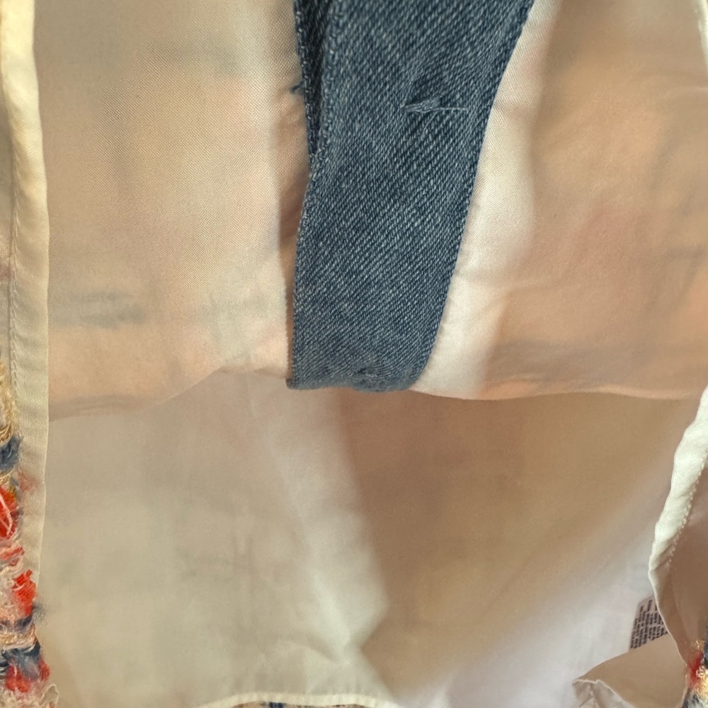 Nanette Lepore Multicolor Tweed Skirt with Blue Accents Faux Pearl Button Front - Picture 7 of 7